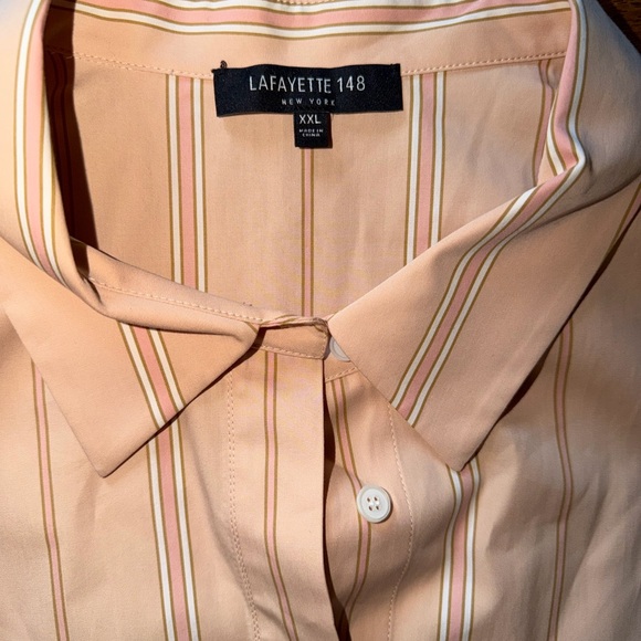 Lafayette 148 New York Pale Pink Striped Midi Shirt Dress summer dress - Picture 3 of 12